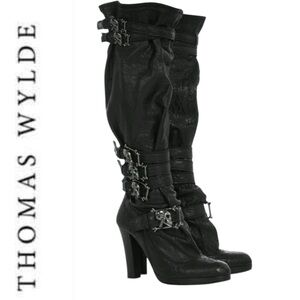 Thomas Wylde | Shoes | Thomas Wylde Black Leather Skull Boots